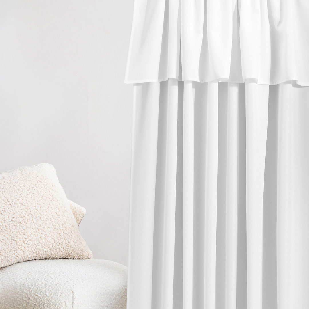   Zasłony na wave gotowe  Mia 140x280 na żabki w kolorze białym 