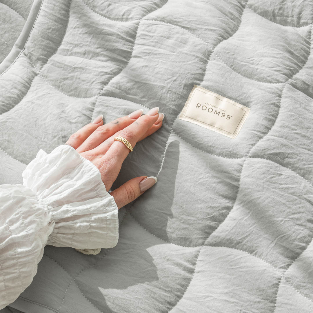 NARZUTA NA ŁÓŻKO MARSHMALLOW - SZARA JASNA 220x240