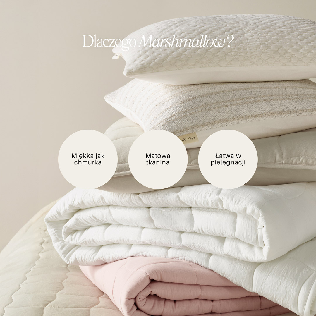 PODUSZKA DEKORACYJNA MARSHMALLOW - ZŁAMANA BIEL 45x45