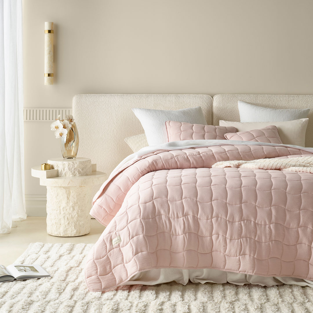 NARZUTA NA ŁÓŻKO MARSHMALLOW - PUDROWY RÓŻ 220x240