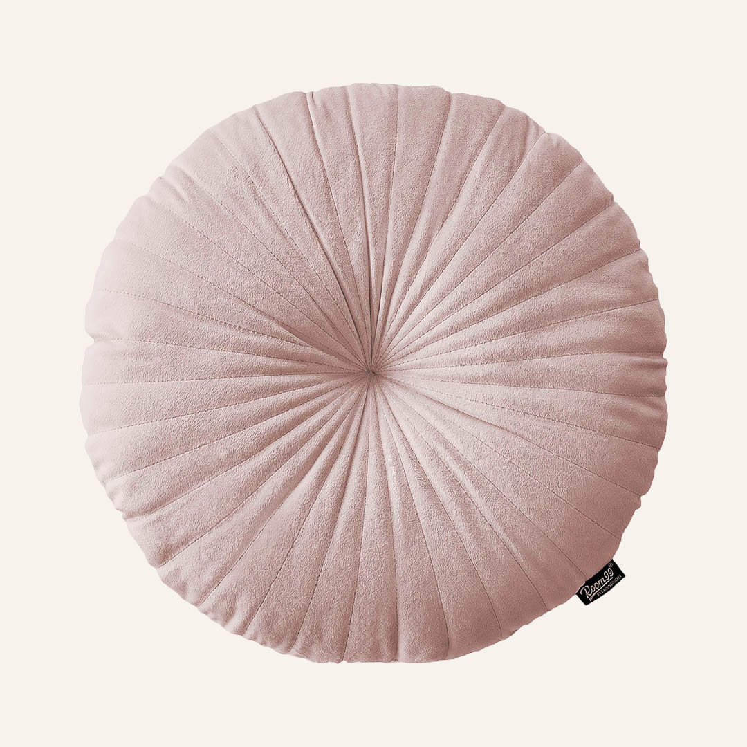  Okrągła różowa poduszka ozdobna pudrowy róż  Milou velvet aksamit śr. 45cm wykonana z welwetu 