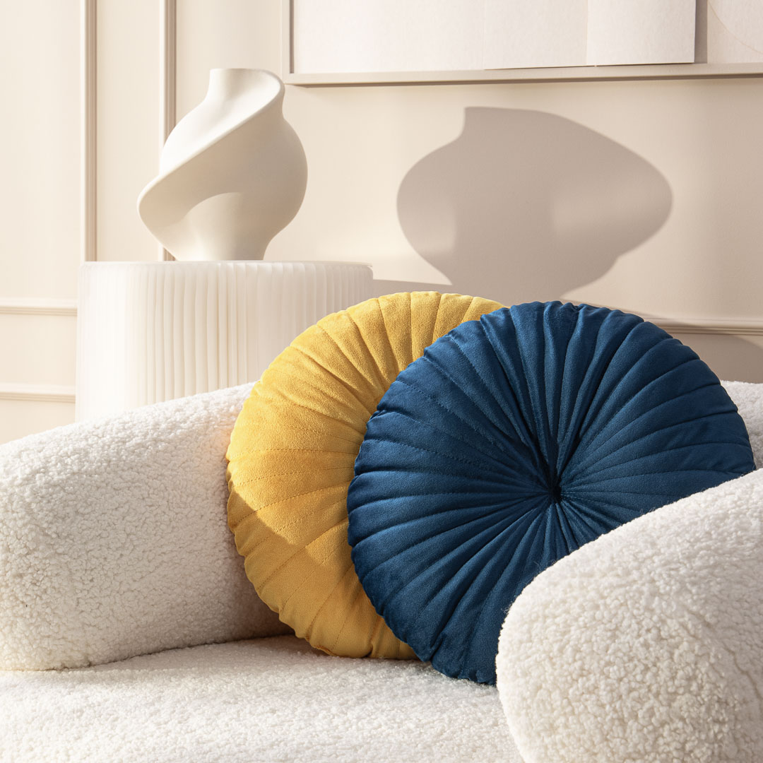 PODUSZKA DEKORACYJNA OKRĄGŁA MILOU - GRANATOWA ŚR. 45