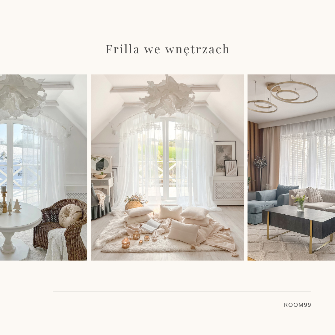 FIRANA Z FALBANAMI FRILLA - BIAŁA 140x260 Przelotka