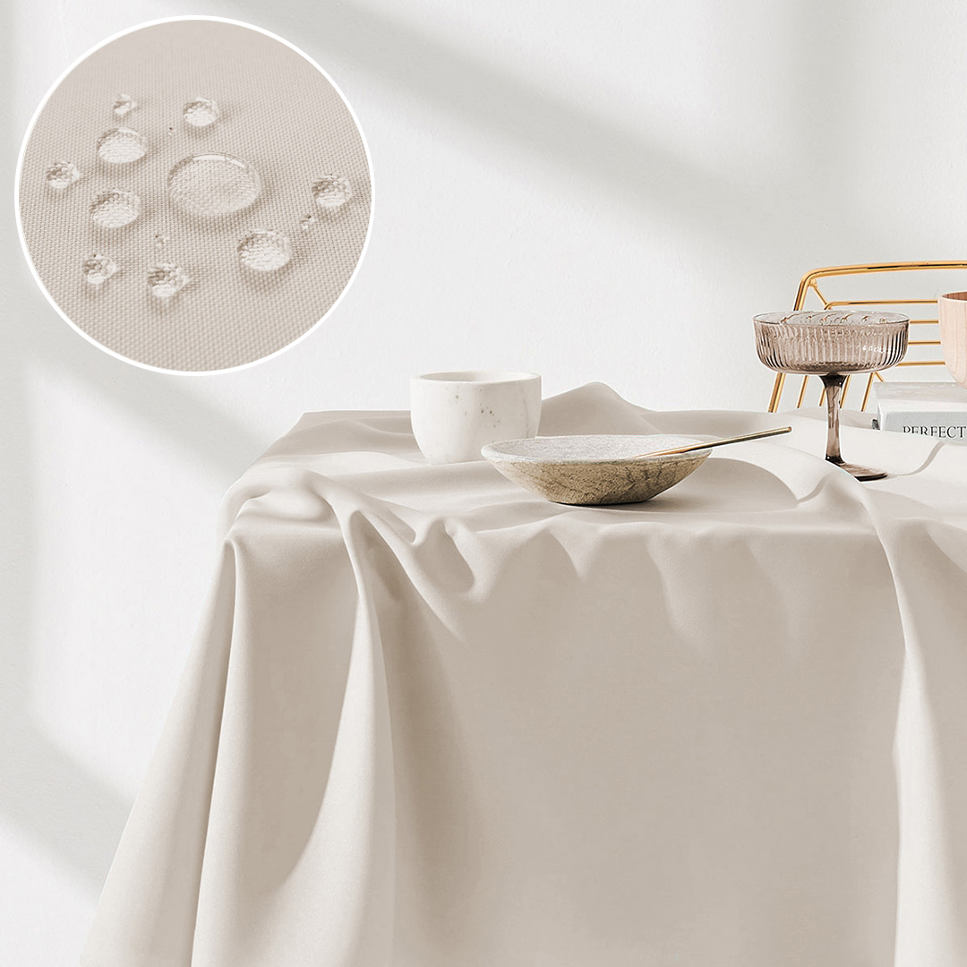  Wodoodporny obrus plamoodporny 140 x 300 w kolorze beżu do jadalni 