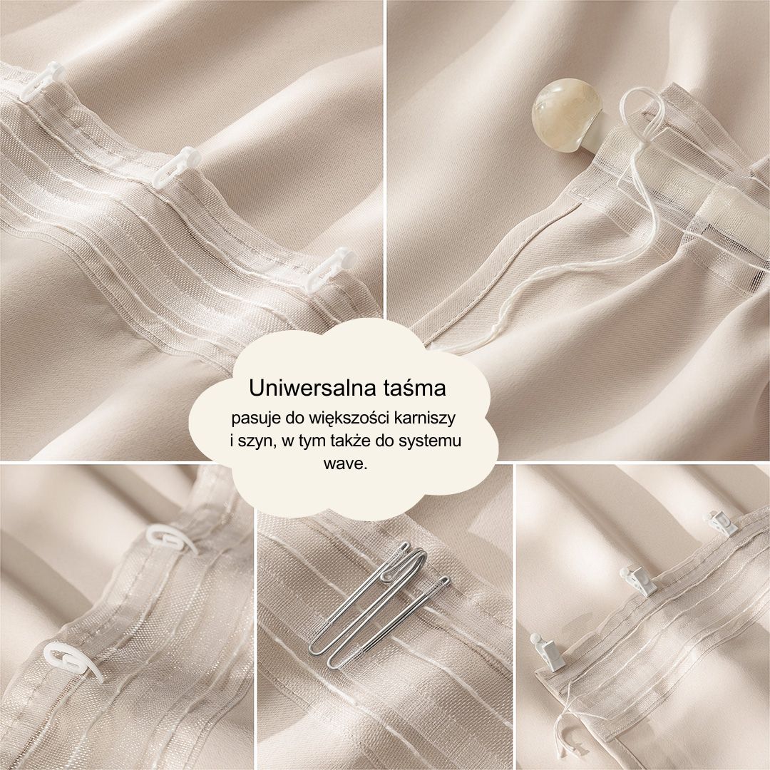 ZASŁONA ZACIEMNIAJĄCA LAUREL - KREMOWA 180x250 TAŚMA