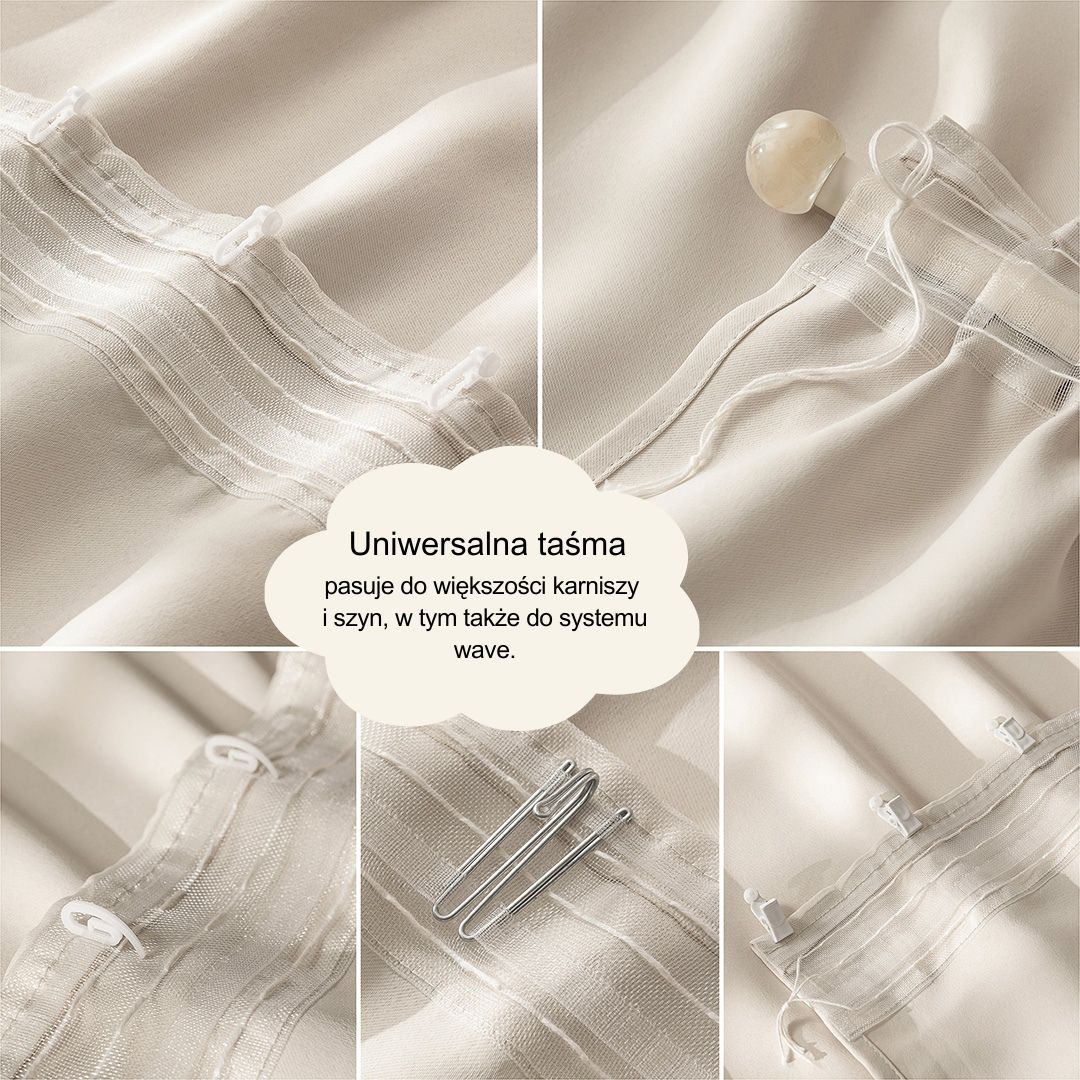 ZASŁONA ZACIEMNIAJĄCA LAUREL - BEŻOWA JASNA 140x260 TAŚMA