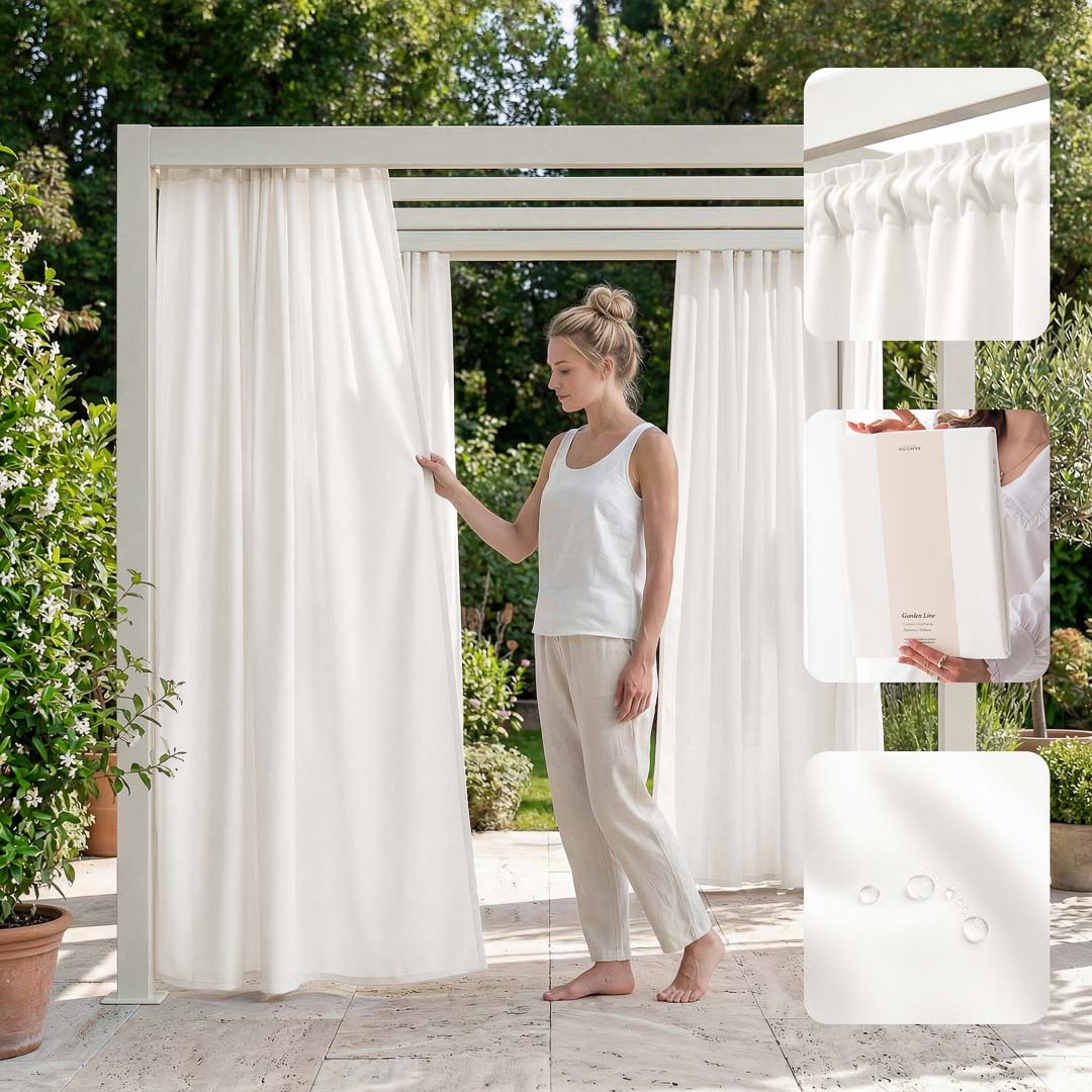  Biała zasłona na taras 180x250 na żabki do ogrodu 