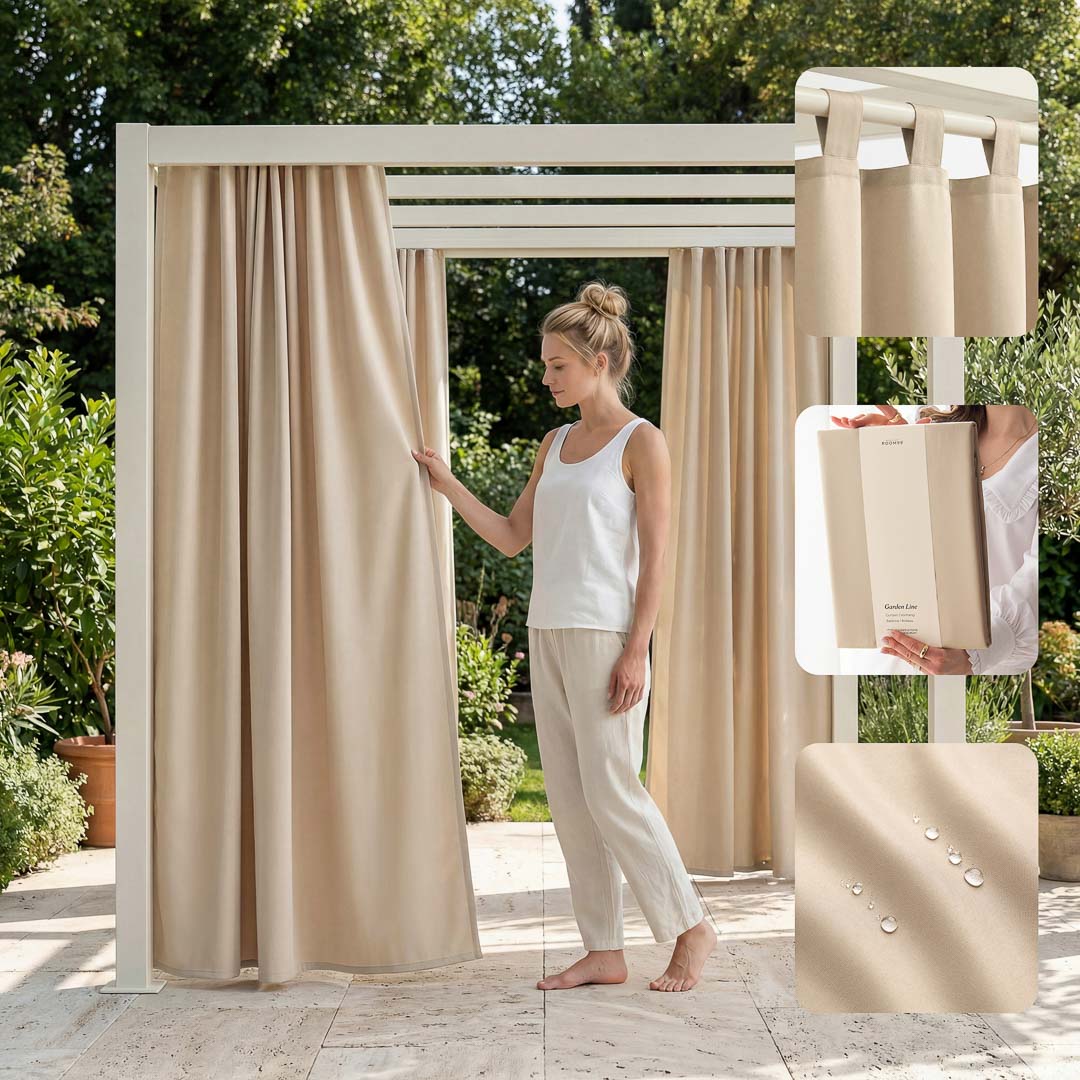  Zasłona do altany 155x270 na szelki w beżowym kolorze 