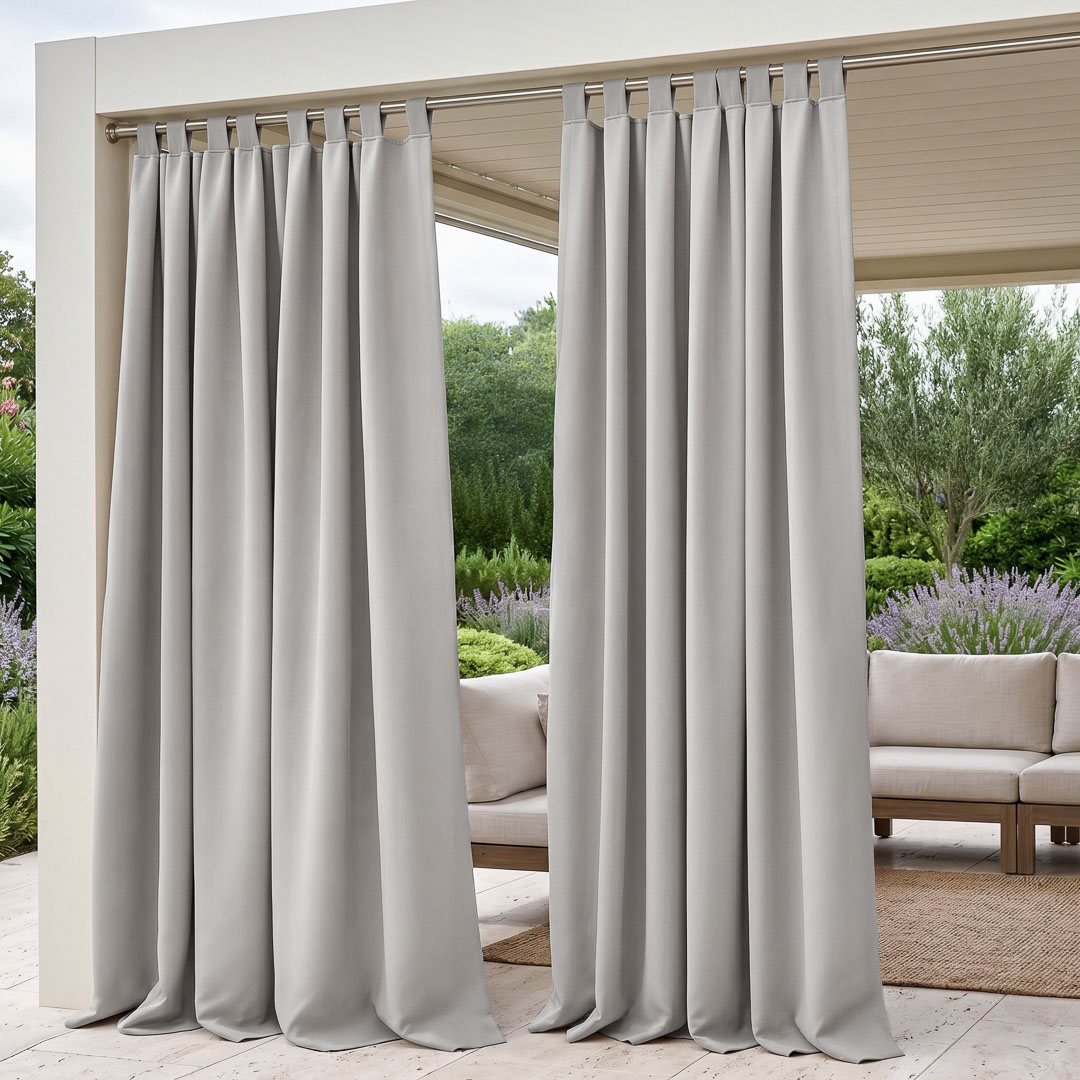 ZASŁONA NA TARAS GARDEN LINE - Szara jasna 155x220 Szelki