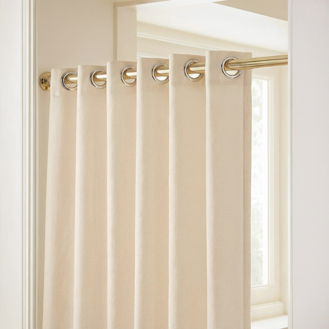 ZASŁONA BAWEŁNIANA LINEA - KREMOWA 140x280 PRZELOTKA