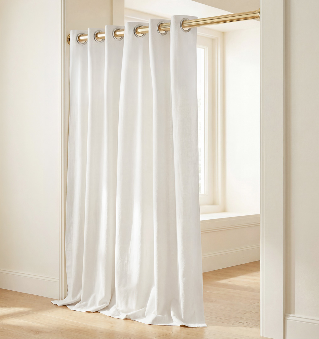 ZASŁONA BAWEŁNIANA LINEA - ZŁAMANA BIEL 140x250 PRZELOTKA