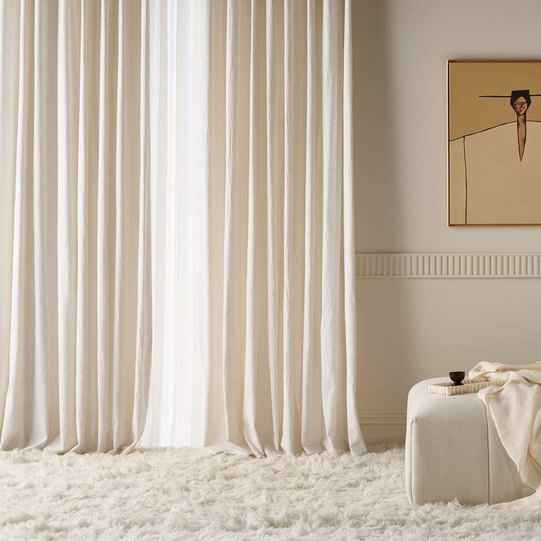 ZASŁONA BAWEŁNIANA LINEA - BEŻOWA 140x280 PRZELOTKA