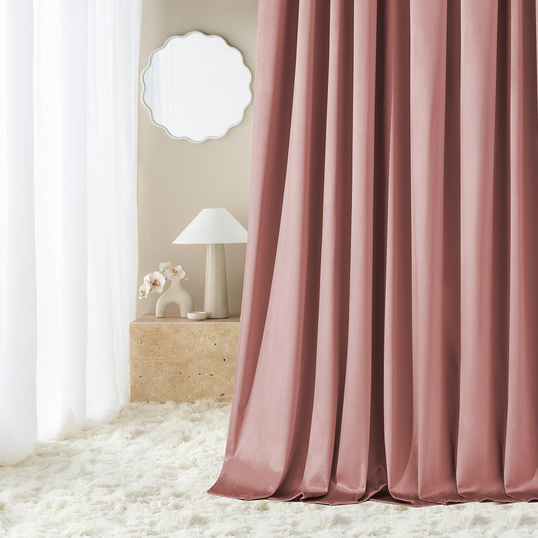   Zasłony na taśmę wave gotowe  welurowe w kolorze różu indyjskiego 180x280 gładkie do salonu i sypialni 