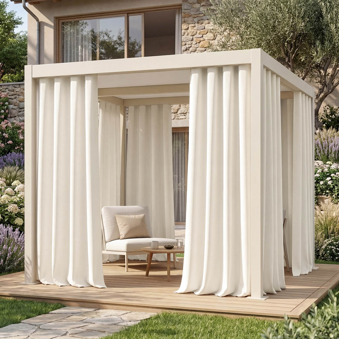 ZASŁONA NA TARAS GARDEN LINE - Złamana biel 155x250 Taśma 