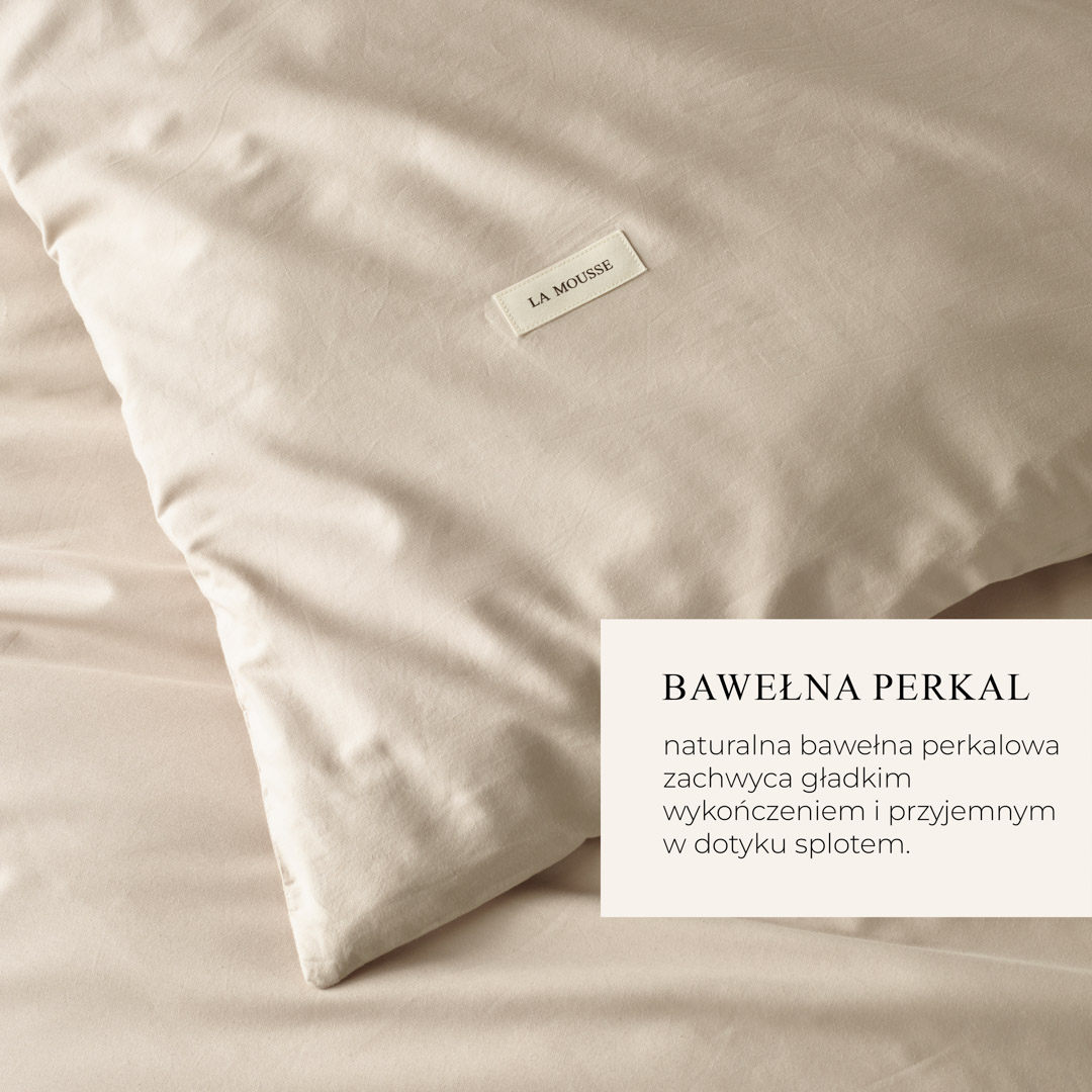 POŚCIEL BAWEŁNIANA LA MOUSSE - BEŻOWA 200x220 + 2 SZT. 70x80
