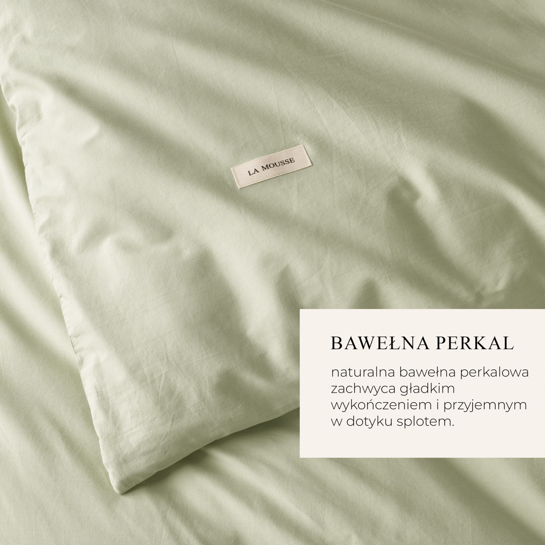 POŚCIEL BAWEŁNIANA LA MOUSSE - ZIELEŃ MATCHA 200x220 + 2 SZT. 50x60