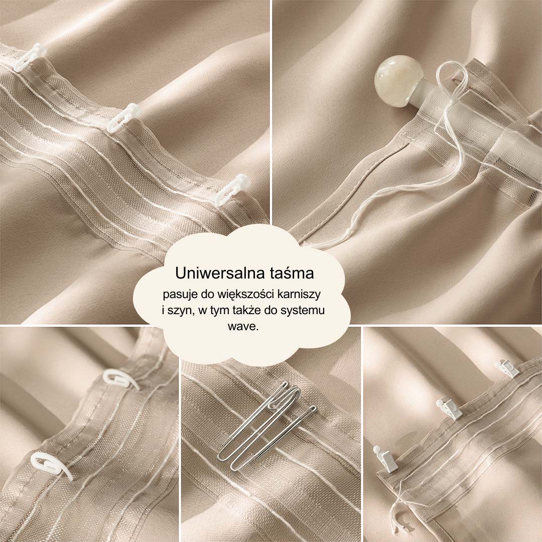 ZASŁONA ZACIEMNIAJĄCA LAUREL - BEŻOWA 180x250 TAŚMA